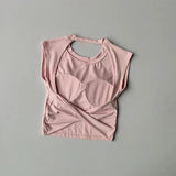 Sexy Short Backless Fixed Chest Pad Sports T-shirt Vest Women's Tight Fitting Quick Drying Slimming Yoga Suit Top Clothing