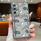 Sharks Case For Samsung Galaxy S25 Edge S22 S23 S24 Ultra S25 S24 FE A17 A56 A36 A26 A35 A55 A16 A15 Card Bag Clear Phone Cover