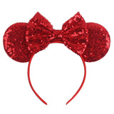 Disney Mickey Mouse Ears Leopard Print Headbands for Girls Baby Women Sequins 5"Bows Hair Accessories Adults Hairbands Kids Gift