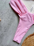 Sexy Bandeau High Cut Bikini Women Swimwear Female Swimsuit Two-pieces Bikini set Pleated Padded Bather Bathing Suit Swim