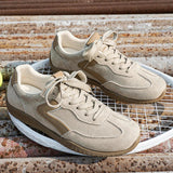 Comfortable Mixed Color Lace Up Tennis Sneakers Women Spring Anti Slip Soft Sole Flat Shoes Woman Round Toe Sports Walking Shoes