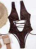 Leopard Deep V Neck Wrap Around High Cut Women Swimwear One Piece Swimsuit Female Monikini Tummy Cut Out Bathing Suit Swim Lady