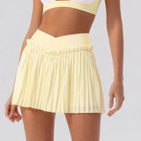 2026 Summer Tennis Short Skort Women Quick Drying High Waist and Abdominal Compression Lace Ruffles Yoga Golf Pleate Mini Skirt