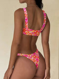 New Printed Bathing Suit Women Two-piece Backless Swimwear Sexy Beach Fashion Thongs Summer New Female Split Swimsuit