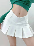 WOMENGAGA Slim Spicy School Girl Uniform High Waist Slim A-line Pleated Pink Plaid Skirt Women's Mini Ultra Short Woemn VA8Z