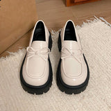 2025 Bowknot Decor Platform Loafers Women Fashion High Heel Jk Pu Leather Shoes Woman Korean Slip On Thick Sole Shoes Female