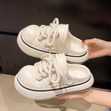 2025 DIY Laceup Platform Slippers For Women Home Street Garden Shoes Thick Sole Fashion Clogs Girls Summer Sandals Beach Slides