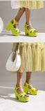 Plus Size Shoes for Women Summer Fashion Candy Colors Buckle Strap High Heel Peep Toe Wedges Sandals Casual Women Beach Shoes