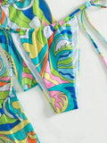 4 PCS Printed With Cover Up Hairband Bikini Female Swimsuit Women Swimwear Four-pieces Bikini set Bather Bathing Suit Swim Lady