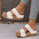 2025 Summer Platform Wedges Sandals Women Vintage Hollow Out Thick Bottom Slippers Woman Comfortable Non Slip Rome Shoes Female
