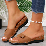 Lightweight Wedges Slippers Women 2025 Summer Flower Decor Thick Sole Sandals Woman Plus Size 36-43 Platform Beach Flip Flops
