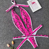 2025 Deep V Female Halter Swimwear One Piece Swimsuit Women Backless Monokini High Cut Wrap Around Bathing Suit Swim Bodysuit