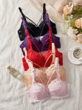 5PCS Lace Women's Underwear Set Hollow-out Lace Push up Bra Bow Breast Lift Band Sexy Bras Women Lingerie