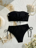 XS - XL Bandeau Wrinkled High Cut Bikini Women Swimwear Female Swimsuit Two-pieces Bikini Set Shell Bather Bathing Suit Swim