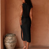 Hollow Out Sleeveless Crochet Knitted Tunic Beach Cover Up Cover-ups Mini Beach Dress Beach Wear Beachwear Female Women V6745