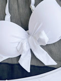 Sexy Front Bow Knot Push Up Bikinis Two Pieces Solid Swimsuit Tie Bikini Swimsuit Swimwear Biquini Conjunto De Bikini Tankini