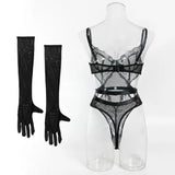 Women's Sexy Black Lace See-Through Jumpsuit - Hollow Mesh Shapewear Bodysuit for Special Occasions