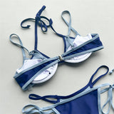 Halter Splicing Bikini Female Swimsuit Women Swimwear Two-pieces Bikini Set Underwired Strappy Bather Bathing Suit Swim V8173