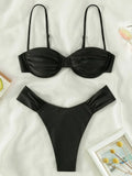 Sexy Wrinkled Underwired Brazilian Bikini Female Swimsuit Women Swimwear Two-pieces Bikini Set Triangle Bathing Suit Swim Lady