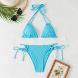 Sexy Orange Bikini 2025 Women Pearls Strap Push Up Drawstring Side Thong Swimsuit Luxury Lace Up Beach Bathing Suit Swimwear
