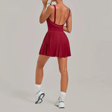 Women's Seamless Yoga Jumpsuit Sports Fitness Sleeveless Beautiful Back One-Piece Dress Workout Tennis Anti-exposure Jumpsuit