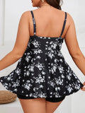 VigoJany 2026 Red Floral Print Plus Size Tankini Swimwear Women Large 2 Piece Curvy Dress Swimsuit Lady Big Shorts Bathing Suit