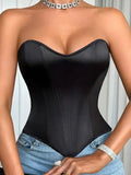 French Fashion Heart-Shaped Vest Corset Casaul Style Chest Corset Boned Motorcycle Style Short Sexy Waist Trainer For Women EEI6