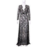 Sexy See Through Lace Long Dresses For Women Deep V-neck Solid Color Maxi Dress Fashion Streetwear Party Night Club Vestidos New
