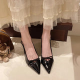 2026 Summer Fashion Sandals Women Pointed Toe Shallow Low Heels Shoes Ladies Elegant Outdoor Slingback Single Shoes Bow Shoes