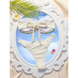New 3D Flowers Bandeau High Leg Cut Bikini Female Swimsuit Women Swimwear Two-Pieces Bikini Set Bather Bathing Suit Swim V6225