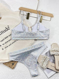 2026 Sexy Bikini Sliver Sequins High Waist Swimwear Swimsuit Women Bikinis Set Bathing Suit New Bikini Female Push Up Metal Hoop