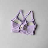 Women's Cross Strap Yoga Sports Bra Shock-Absorbing Slimming Waist Camisole Vest Integrated Fitness Bra for Yoga