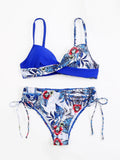 Tropical Print Bikini 2026 Women Drawstring Swimwear Female Push Up Swimsuit Beachwear Bathers Bathing Swimming Swim Suit