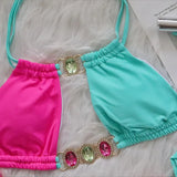 2026 Splicing Halter Diamond Bikini Women Swimsuit Female Swimwear Two Pieces Bikini Set Hollow Out Bathing Suit Swim Beach Wear