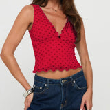 Sexy Cropped Tops for Women Dot Print Deep V neck Tank Tops Slim Fit Summer Vest
