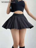 Preppy WOMENGAGA American Style Style High Waisted Slim Pleated Skirt For Women's Summer Ballet Skirt Fashion Women QI9Y