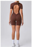Short Jumpsuit Gym Clothes For Women Sportswear Fitness Overalls Backless Scrunch Booty Yoga Suit Sports Set Outfit