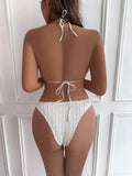 3pcs Sarong Beach Cover Up Skirt Wrinkled Bikini Women Swimwear Female Swimsuit Three-pieces Bikini Set Bathing Suit Swim Lady