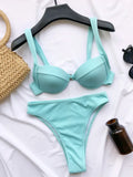Sexy Ribbed Bra Cup High Waist Bikini Women Swimsuit Female Swimwear Two Pieces Bikini set Push Up Bather Bathing Suit Swim Lady