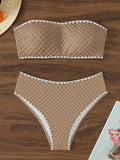 XS - L Wrinkled Strappy Bandeau High Waist Bikini Female Swimsuit Women Swimwear Two-pieces Bikini Set Bather Bathing Suit Swim