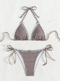 Blue Floral Print 2 Piece Micro Bikini Set for Women 2025 New Push Up Bra Thong Swimsuit Beach Bathing Suit Holiday Swimwear