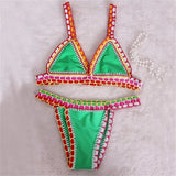 Pink Crochet Bikini 2025 Sexy Women Swimsuit Female Swimwear Micro Bikini Set Bandeau Swimming Suit Beachwear Brazilian Biquini