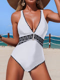 2026 V-neck Swimsuit Women One Piece Solid Printed Swimwear Female Sexy Bathers Bathing Swimming Swim Suit Beach Wear XL