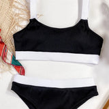 New Sexy Ribbed Splicing Female Swimsuit High Waist Bikini Women Swimwear Two-pieces Bikini Set Bather Bathing Suit Swim V2329