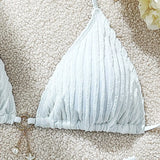 Wrinkled Halter Bikini Women Swimwear Female Swimsuit Two-pieces Bikini Set Brazilian Bather High Cut Bathing Suit Swim Lady