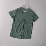 Women's Quick Drying Hollow out Back Sports T-Shirt Yoga Suit Top Short Sleeve Fitness Cover up