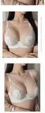 MOYISU French Pure Desire Sexy Rabbit Ears Cup Ultra-thin Underwear Women's Big Breasts Show Small Anti-sag Bra Cover Summer