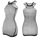 Fishnet Women Sexy Beach Cover Up Dress Women Stretch See Through Sleeveless without Bikini Swimsuit Cover up Mini Beachwea