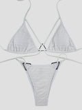 Sexy Wrinkled Halter High Cut Bikini Female Swimsuit Women Swimwear Two-pieces Bikini set Hollow Out Bather Bathing Suit Swim