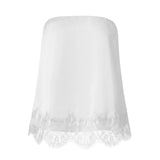 Women Solid Color Satin Tube Tops Summer Eyelash Lace Trim Backless Off-Shoulder Bandeau Backless Vest for Streetwear